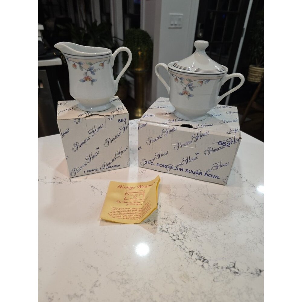 Princess House Fantasia Creamer and Sugar Bowl Set 663 662 Heritage Blossom New